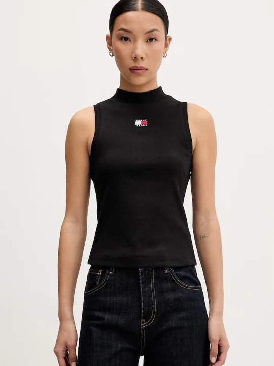 Zdjęcie produktu Tommy Jeans top damski bawełniany z elastanem czarny
