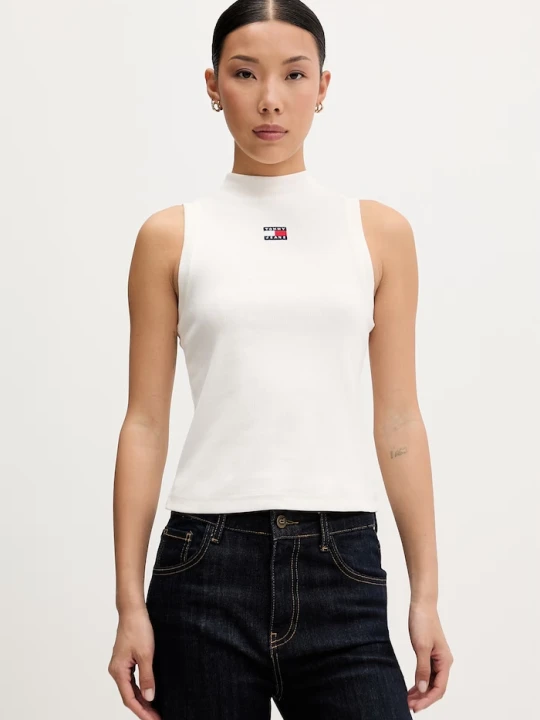 Zdjęcie produktu Tommy Jeans top damski bawełniany z elastanem beżowy