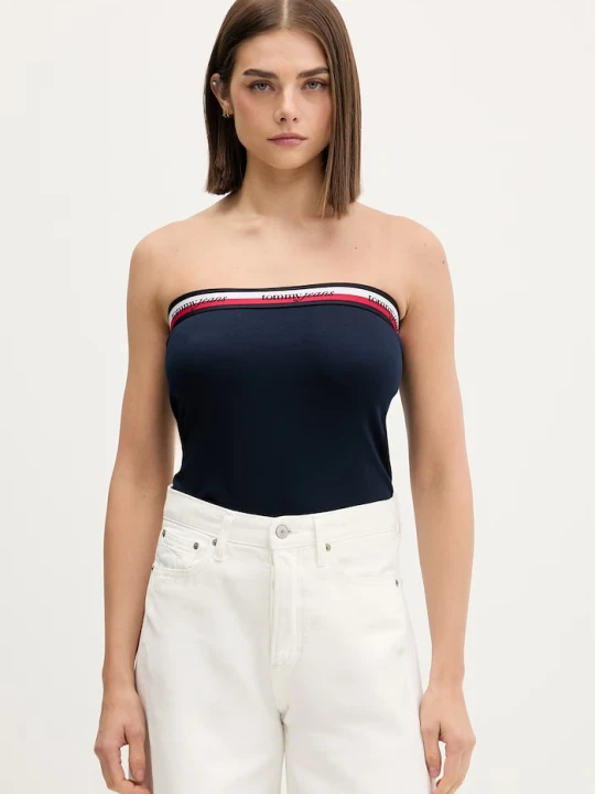 Zdjęcie produktu Tommy Jeans top damski z wiskozą granatowy