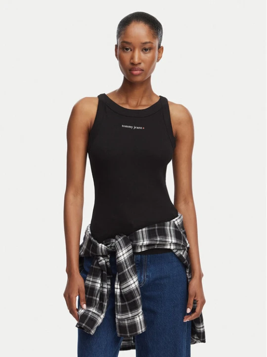Zdjęcie produktu Tommy Jeans Top Ess Logo 1 DW0DW22806 Czarny Slim Fit