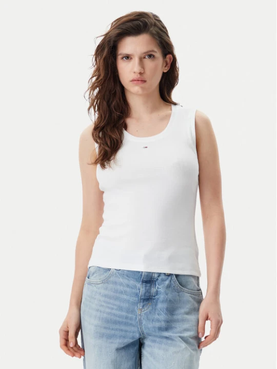 Zdjęcie produktu Tommy Jeans Top Essential DW0DW20673 Biały Slim Fit
