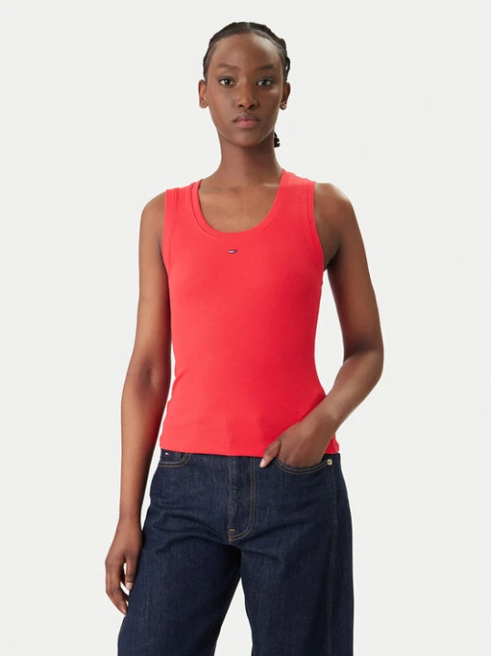 Zdjęcie produktu Tommy Jeans Top Essential DW0DW20673 Czerwony Slim Fit