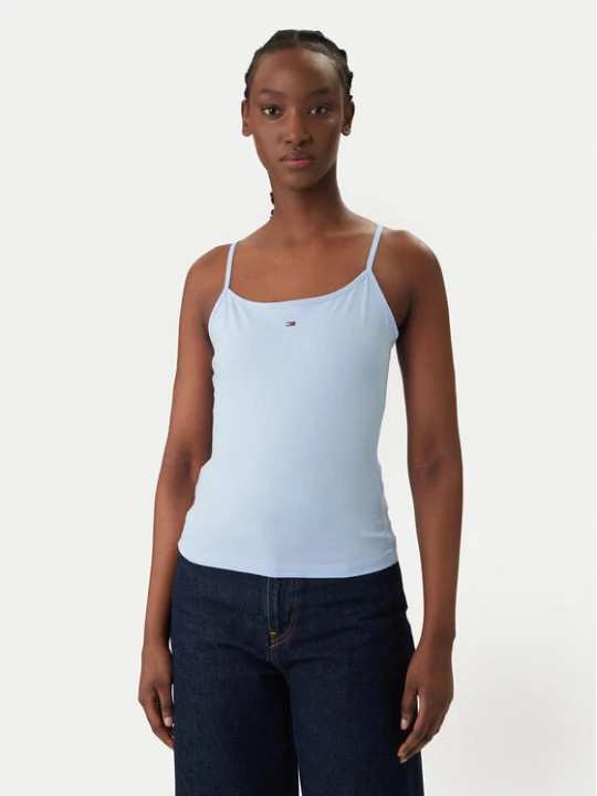 Zdjęcie produktu Tommy Jeans Top Essential DW0DW20675 Błękitny Slim Fit Niebieski jasny