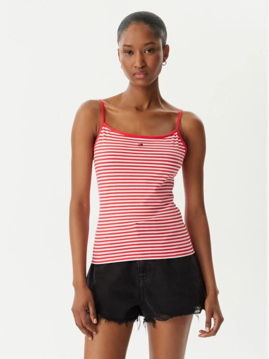 Zdjęcie produktu Tommy Jeans Top Essential DW0DW20675 Czerwony jasny Slim Fit