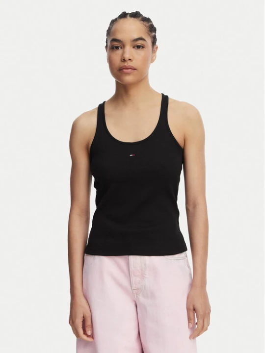 Zdjęcie produktu Tommy Jeans Top Racerback DW0DW22264 Czarny Slim Fit