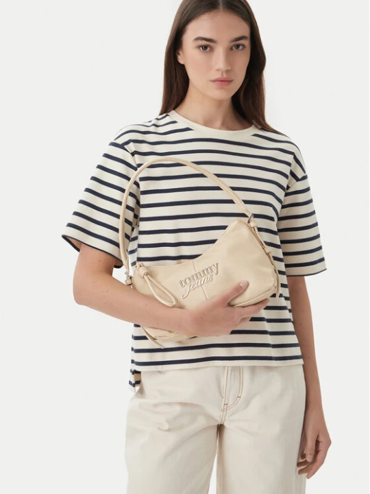 Zdjęcie produktu Tommy Jeans Torebka Metal Logo Shoulder Bag AW0AW18468 Kremowy