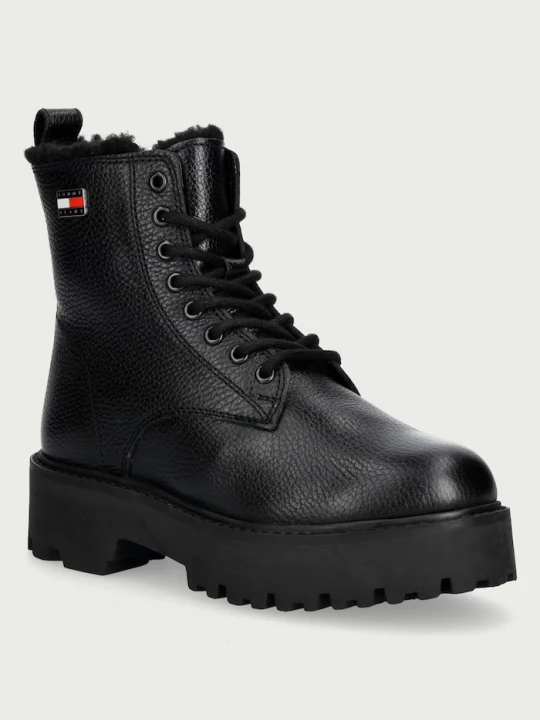 Zdjęcie produktu Tommy Jeans trapery damskie skórzane TJW PLATFORM BOOTS WL czarny