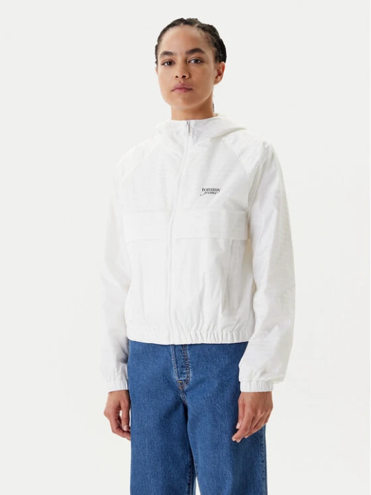 Zdjęcie produktu Tommy Jeans Wiatrówka Jacquard DW0DW20952 Écru Relaxed Fit Kremowy