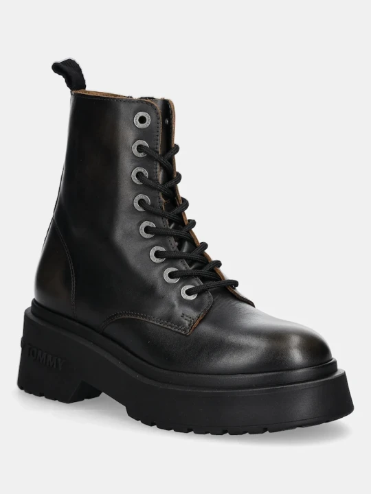 Zdjęcie produktu Tommy Jeans workery skórzane TJW CHUNKY RUGGED BOOT brązowy