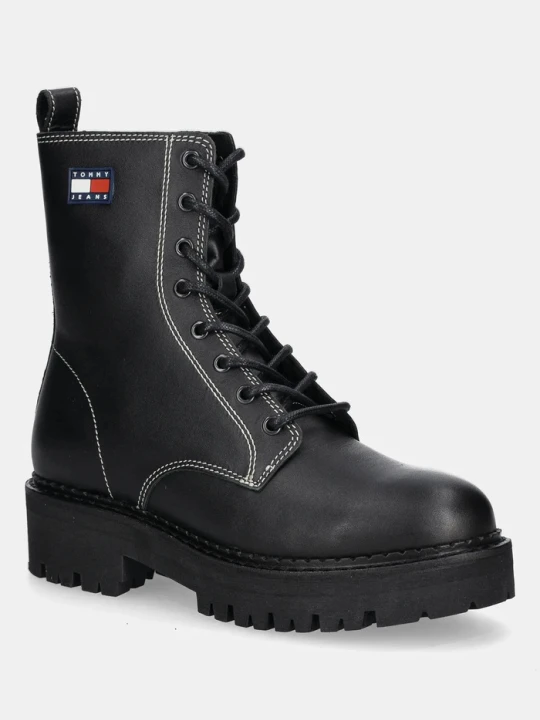 Zdjęcie produktu Tommy Jeans workery skórzane TJW URBAN LACE UP BOOT czarny