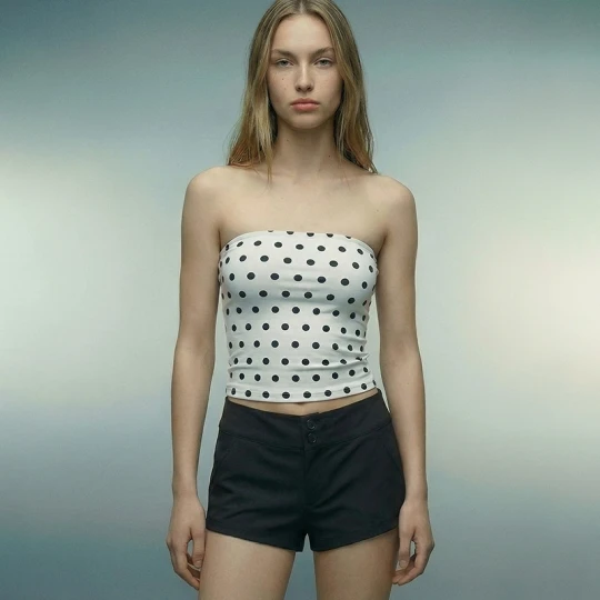 Zdjęcie produktu Top bandeau biały w czarne kropki House