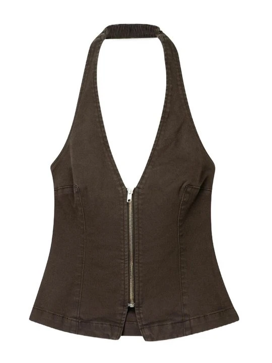 Zdjęcie produktu Top Bershka ciemnobrązowy melanż