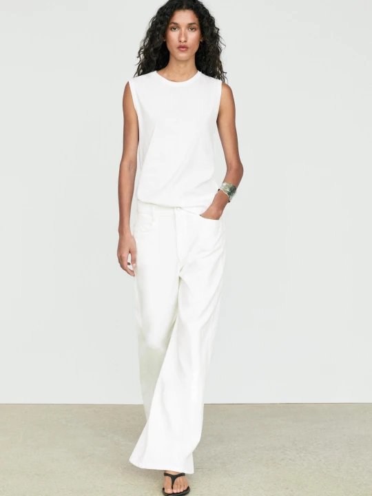 Zdjęcie produktu Top Bez Rękawów 100% Bawełna - Biały - Massimo Dutti - Female