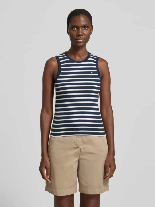 Zdjęcie produktu Top bez rękawów o kroju slim fit z czystej bawełny model 'SLIM CODY' Tommy Hilfiger Granatowy