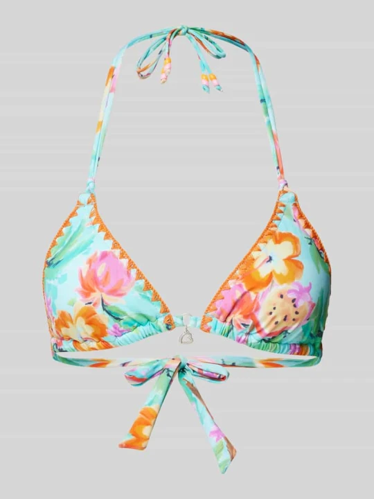 Zdjęcie produktu Top bikini z aplikacją z logo model ‘NUCO DRAGONFRUIT’ Banana Moon Turkusowy