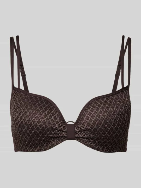 Zdjęcie produktu Top bikini z fakturowanym wzorem model ‘TOMAR’ MARIE JO Ciemnobrązowy