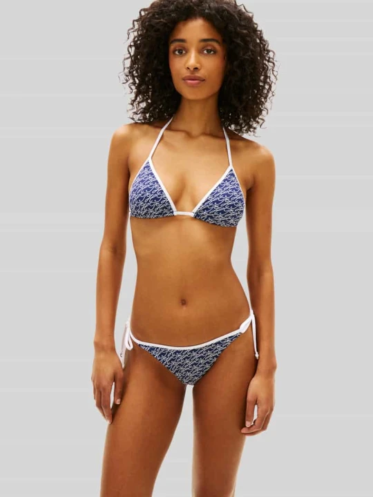 Zdjęcie produktu Top bikini z wiązaniem na szyi z nadrukiem z logo Tommy Hilfiger Ciemnoniebieski