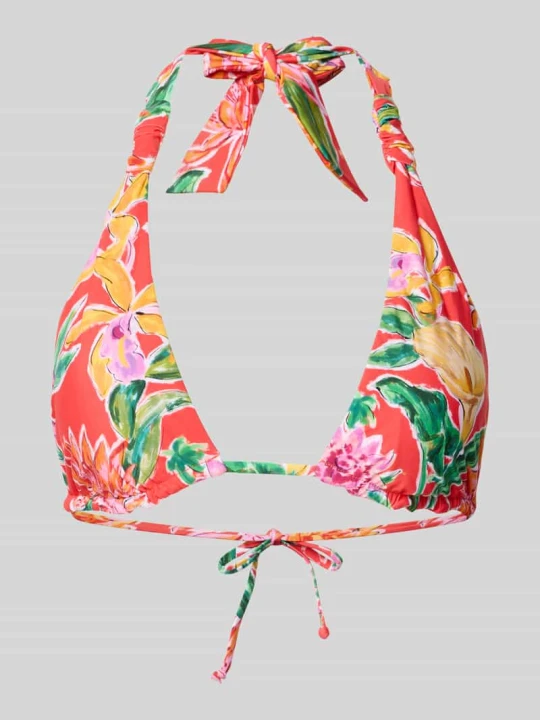 Zdjęcie produktu Góra od bikini we wzór na całej powierzchni z tylnym wiązaniem Seafolly Koralowy