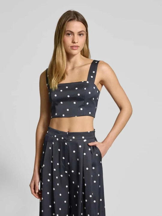 Zdjęcie produktu Top bluzkowy krótki o kroju slim fit z prostokątnym dekoltem INFLUENCER'S CHOICE BY P&C* Granatowy