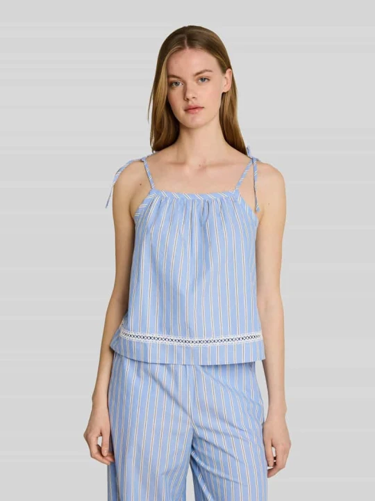 Zdjęcie produktu Top bluzkowy o kroju loose fit z czystej bawełny Tom Tailor Błękitny melanż