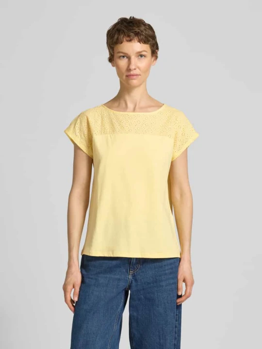 Zdjęcie produktu Top bluzkowy o kroju regular fit z czystej bawełny model 'JANNI' Vero Moda Żółty