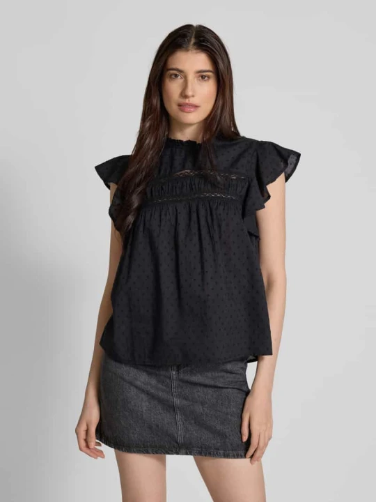 Zdjęcie produktu Top bluzkowy o kroju regular fit z czystej bawełny model ‘TRINE’ Vero Moda Czarny