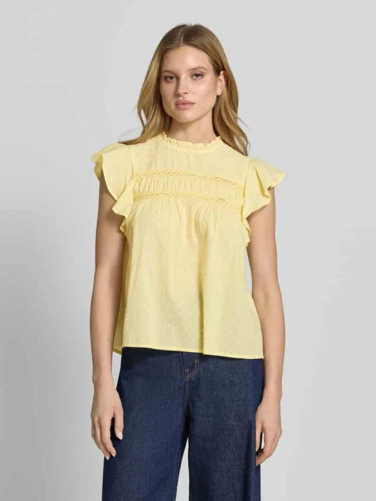 Zdjęcie produktu Top bluzkowy o kroju regular fit z czystej bawełny model 'TRINE' Vero Moda Żółty