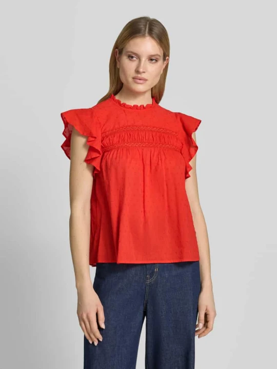 Zdjęcie produktu Top bluzkowy o kroju regular fit z czystej bawełny model 'TRINE' Vero Moda Czerwony