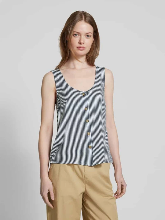 Zdjęcie produktu Top bluzkowy o kroju regular fit z czystej wiskozy model ‘BUMPY’ Vero Moda Ciemnoniebieski
