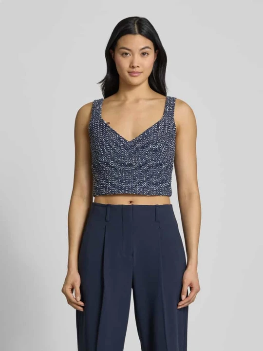 Zdjęcie produktu Top bluzkowy o kroju regular fit z dekoltem w serek model ‘Balitar’ Boss Granatowy
