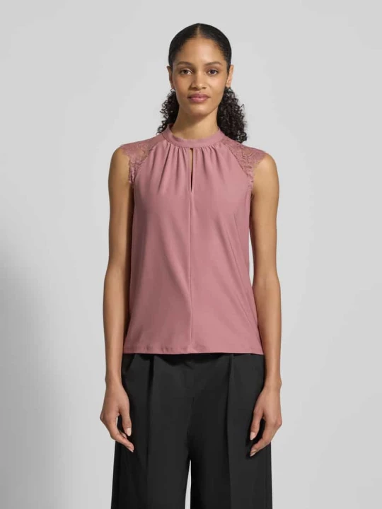 Zdjęcie produktu Bluzka top z koronką o kroju regular fit model 'MILLA' Vero Moda Różowy