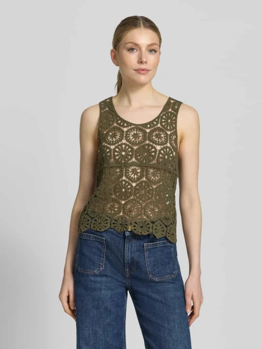 Zdjęcie produktu Top bluzkowy o kroju regular fit z mieszanki bawełny model 'ELSA' Vero Moda Oliwkowy