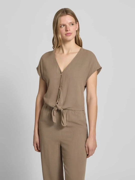 Zdjęcie produktu Top bluzkowy o kroju regular fit z mieszanki wiskozy i lnu model 'SIESTA' Only Średniobrązowy
