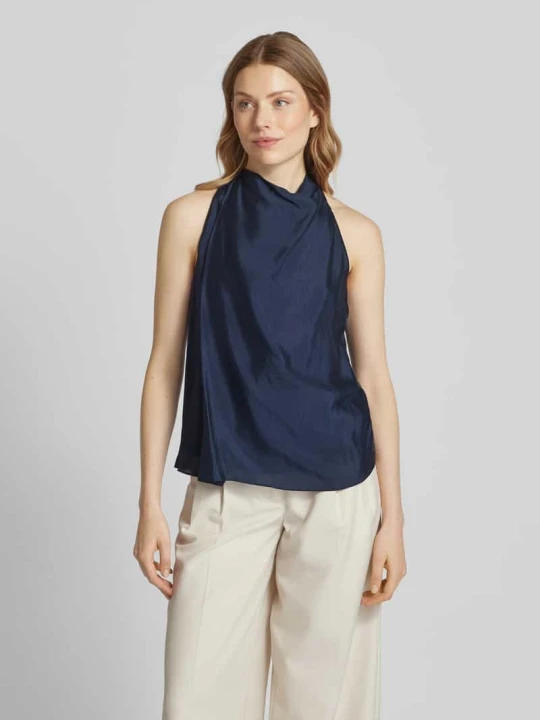 Zdjęcie produktu Top bluzkowy o kroju regular fit z wiązaniem na szyi Armani Exchange Granatowy