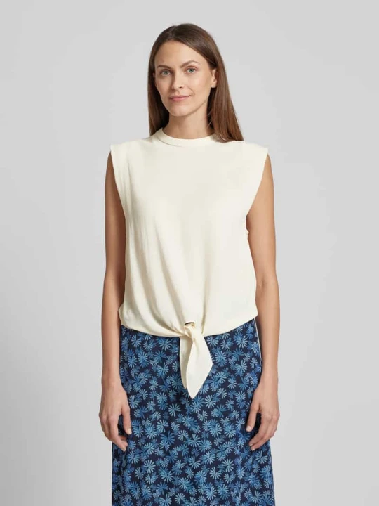 Zdjęcie produktu Top bluzkowy o kroju regular fit z wiązanym detalem model ‘IDEALE’ Marella Złamany biały