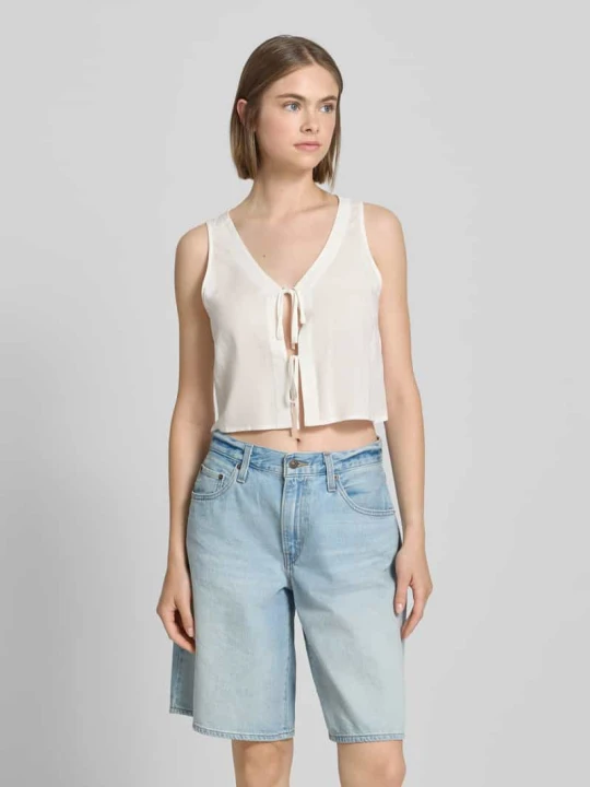 Zdjęcie produktu Top bluzkowy o kroju relaxed fit z czystej wiskozy model ‘NOVA LIFE’ Only Złamany biały
