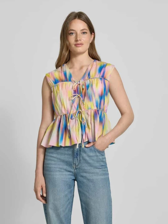 Zdjęcie produktu Top bluzkowy o kroju relaxed fit z wiązaniem model ‘VIRANO’ Y.A.S Mocnoróżowy
