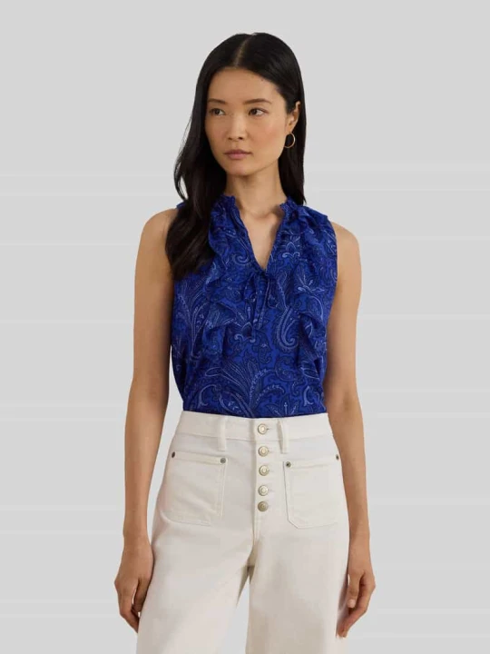 Zdjęcie produktu Bluzka top w kroju relaxed fit z paisleyowym wzorem Lauren Ralph Lauren Niebieski