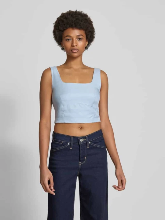 Zdjęcie produktu Top bluzkowy o kroju slim fit z prostokątnym dekoltem model ‘Majella’ LeGer Jasnoniebieski