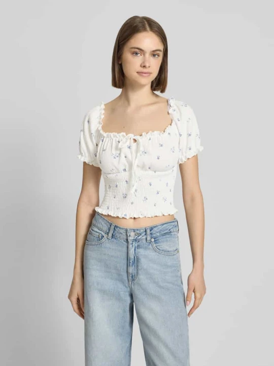 Zdjęcie produktu Top bluzkowy o kroju slim fit ze wzorem na całej powierzchni model 'HILLARY' Only Biały