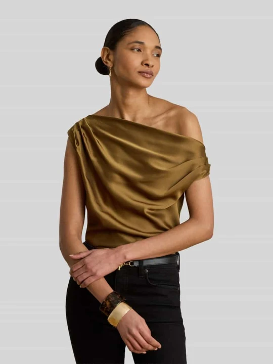 Zdjęcie produktu Top bluzkowy o satynowym wyglądzie, krój regular fit Lauren Ralph Lauren Ciemnobrązowy