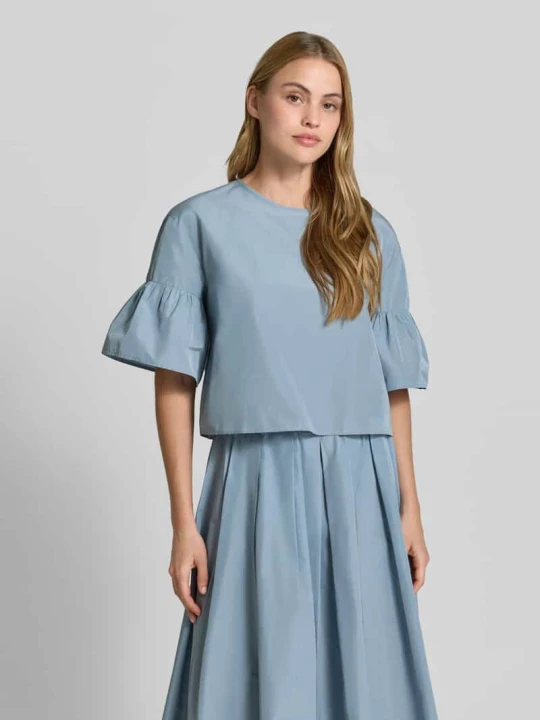 Zdjęcie produktu Top bluzkowy o skróconym kroju z dodatkiem bawełny model 'BREAK' Weekend Max Mara Jasnoniebieski