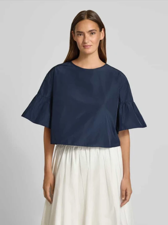 Zdjęcie produktu Top bluzkowy o skróconym kroju z dodatkiem bawełny model 'BREAK' Weekend Max Mara Ciemnoniebieski