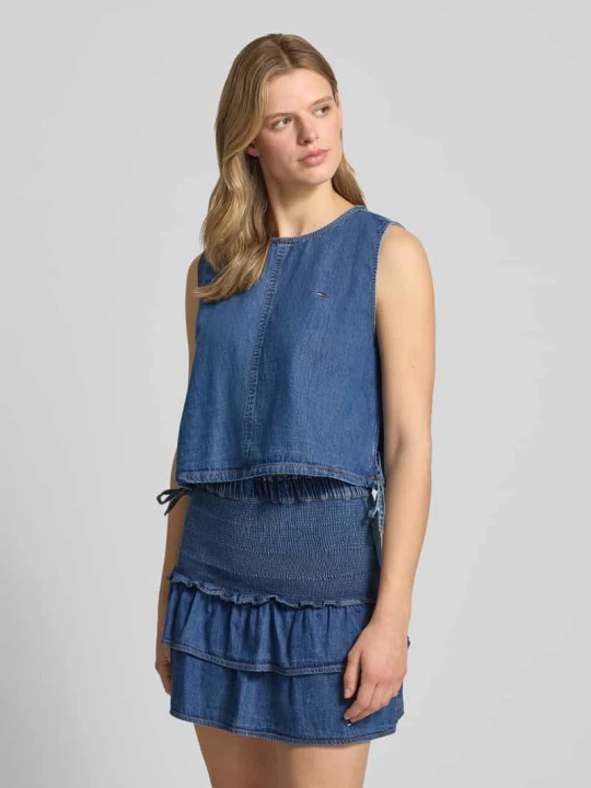 Zdjęcie produktu Top bluzkowy z denimu o kroju relaxed fit z czystej bawełny Tommy Jeans Jeansowy niebieski