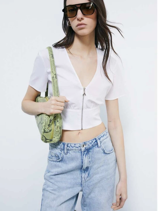Zdjęcie produktu Top cropped z zamkiem Patrizia Pepe biały