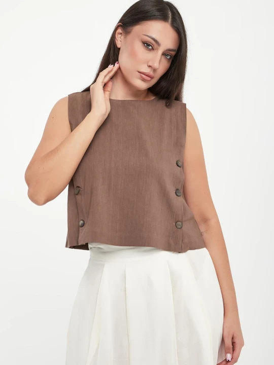 Zdjęcie produktu Top damski lniany Unione MARELLA MONOCHROME