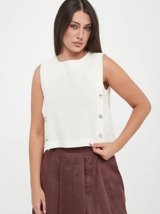 Zdjęcie produktu Top damski lniany Unione MARELLA MONOCHROME
