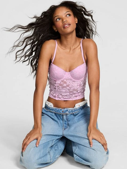 Zdjęcie produktu PINK Top gorsetowy Wink Lightly Lined Balconette Victoria's Secret Fioletowy