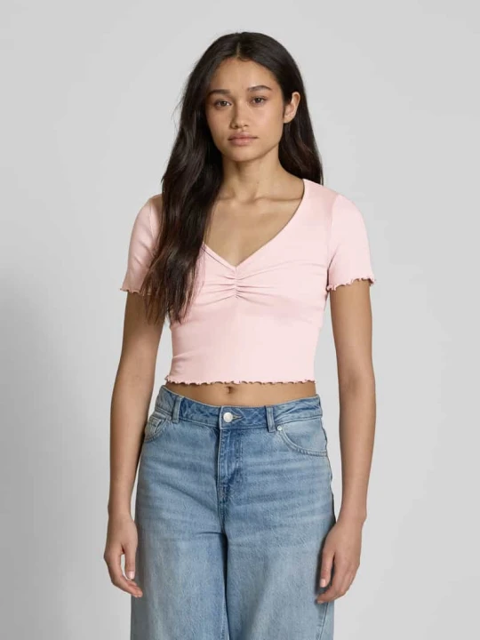 Zdjęcie produktu Top krótki o kroju regular fit z mieszanki bawełny i elastanu model ‘BETTY’ Only Różowy