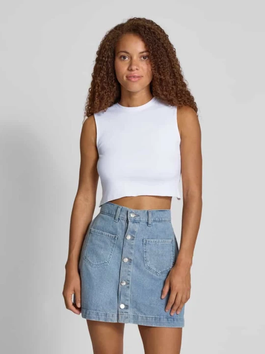 Zdjęcie produktu Top krótki o kroju slim fit z mieszanki bawełny model ‘VELA’ Only Biały